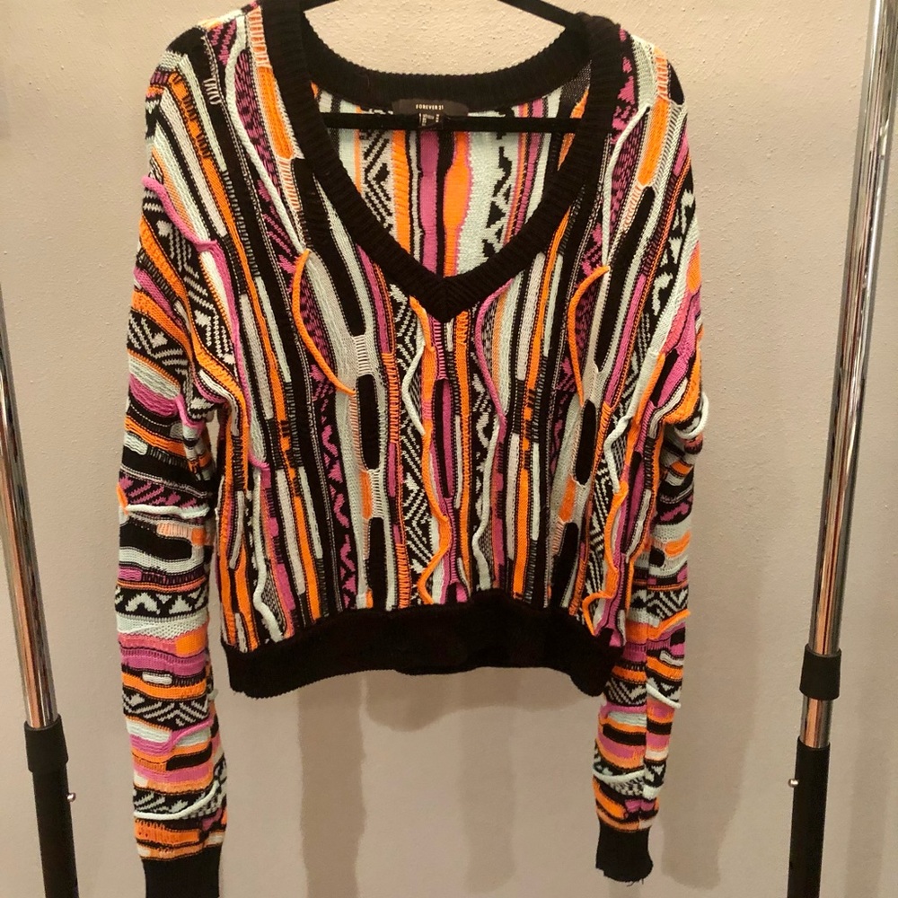 Funky retro wide neck sweater